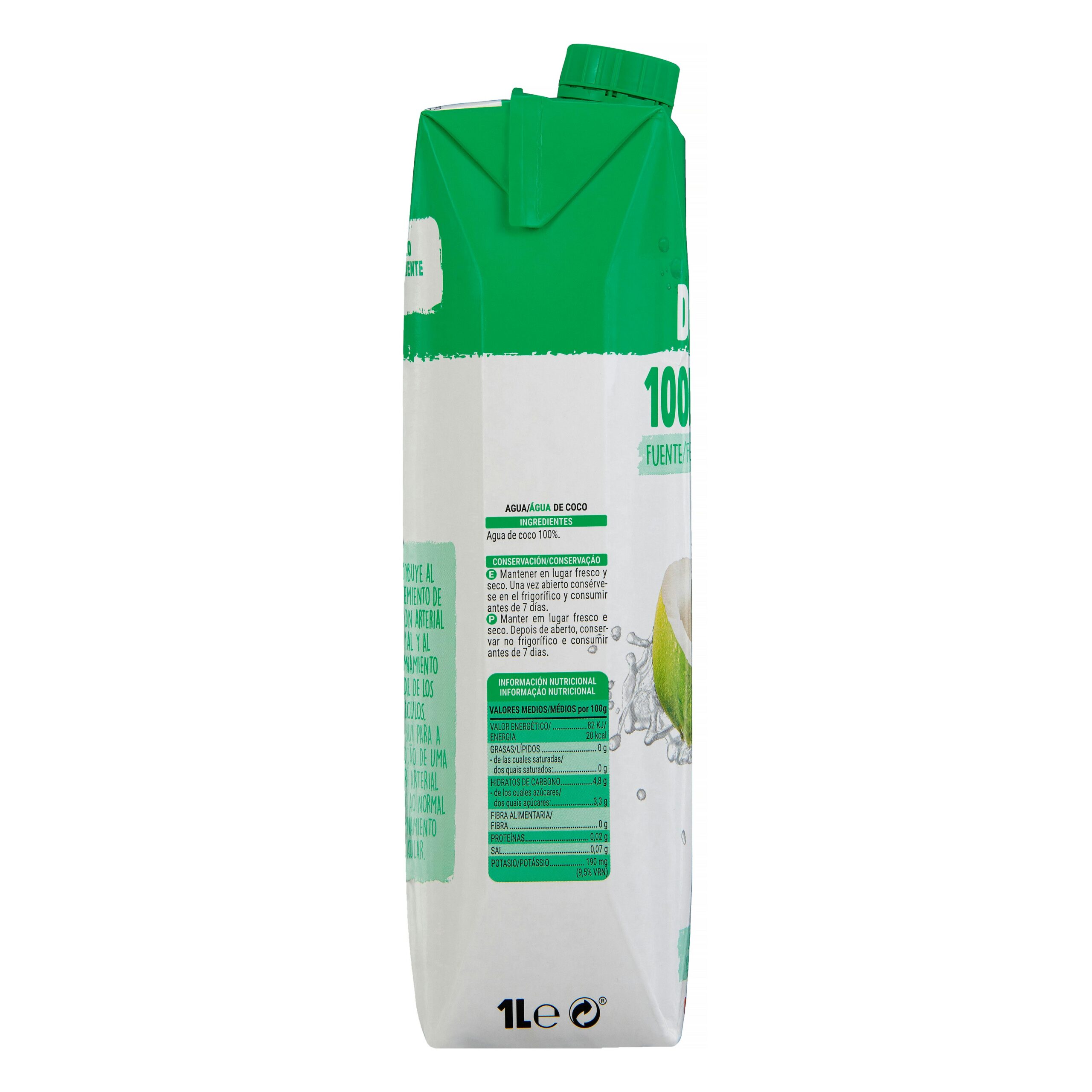 Etiqueta Agua de coco Chaokoh 100% natural